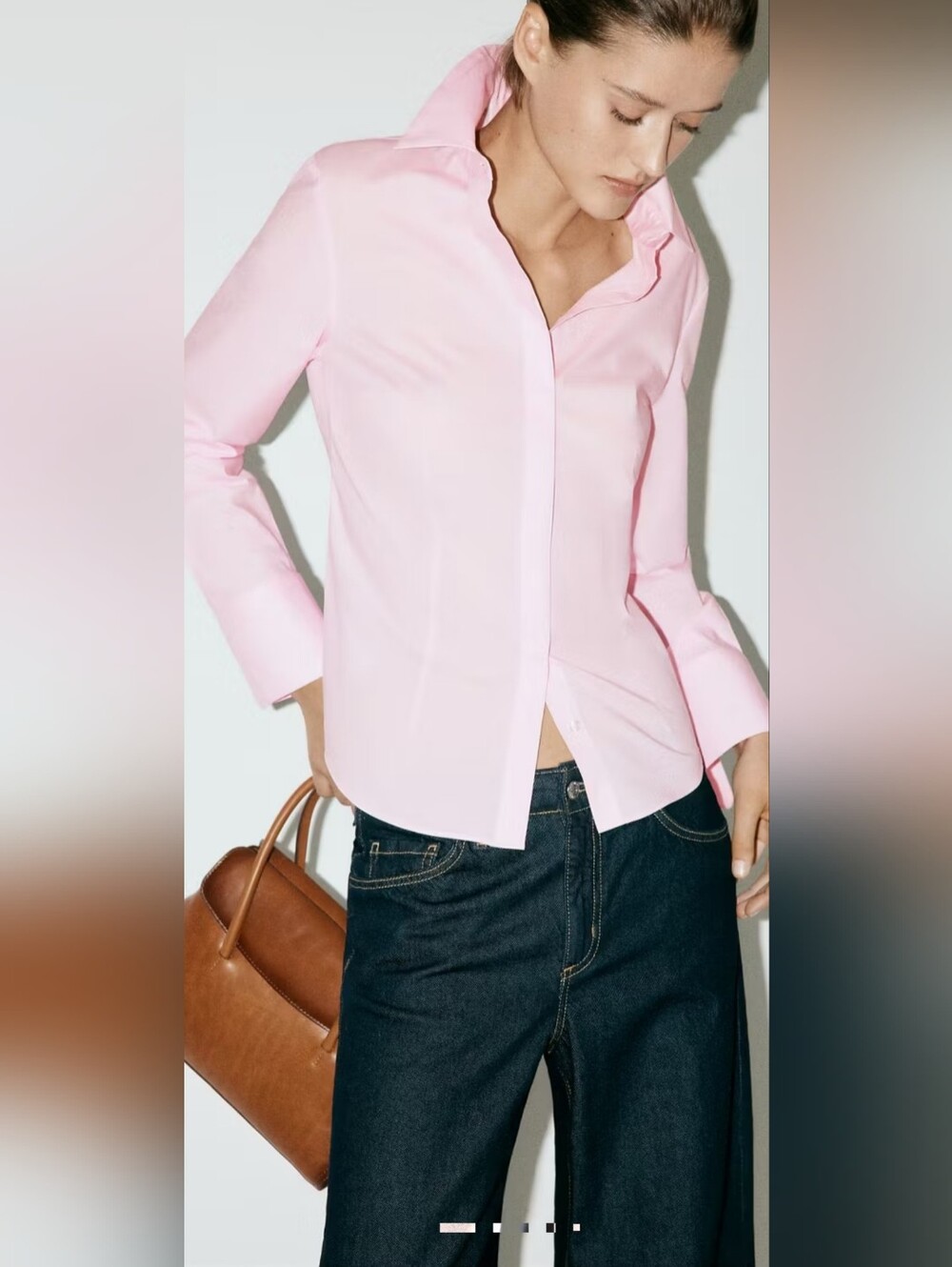 Mango SEALED! NWT! The Slim Poplin Shirt in Light Pink. Sz Md. R2S!